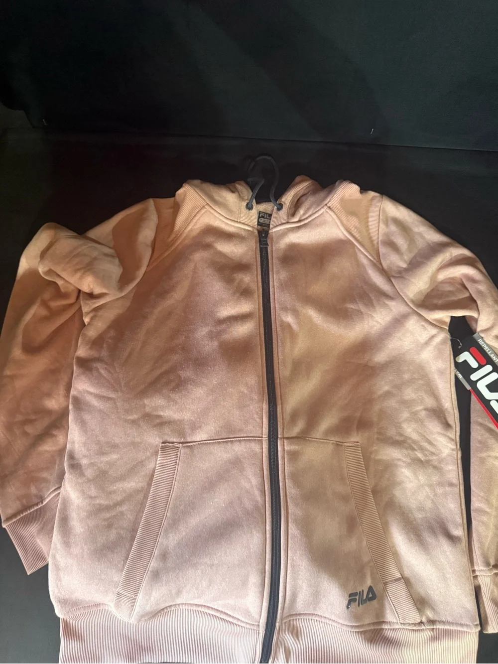 Fila Pink Hoodie with Black Jogger Shorts